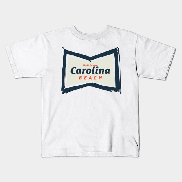 Carolina Beach, NC Summertime Vacationing Bowtie Sign Kids T-Shirt by Contentarama